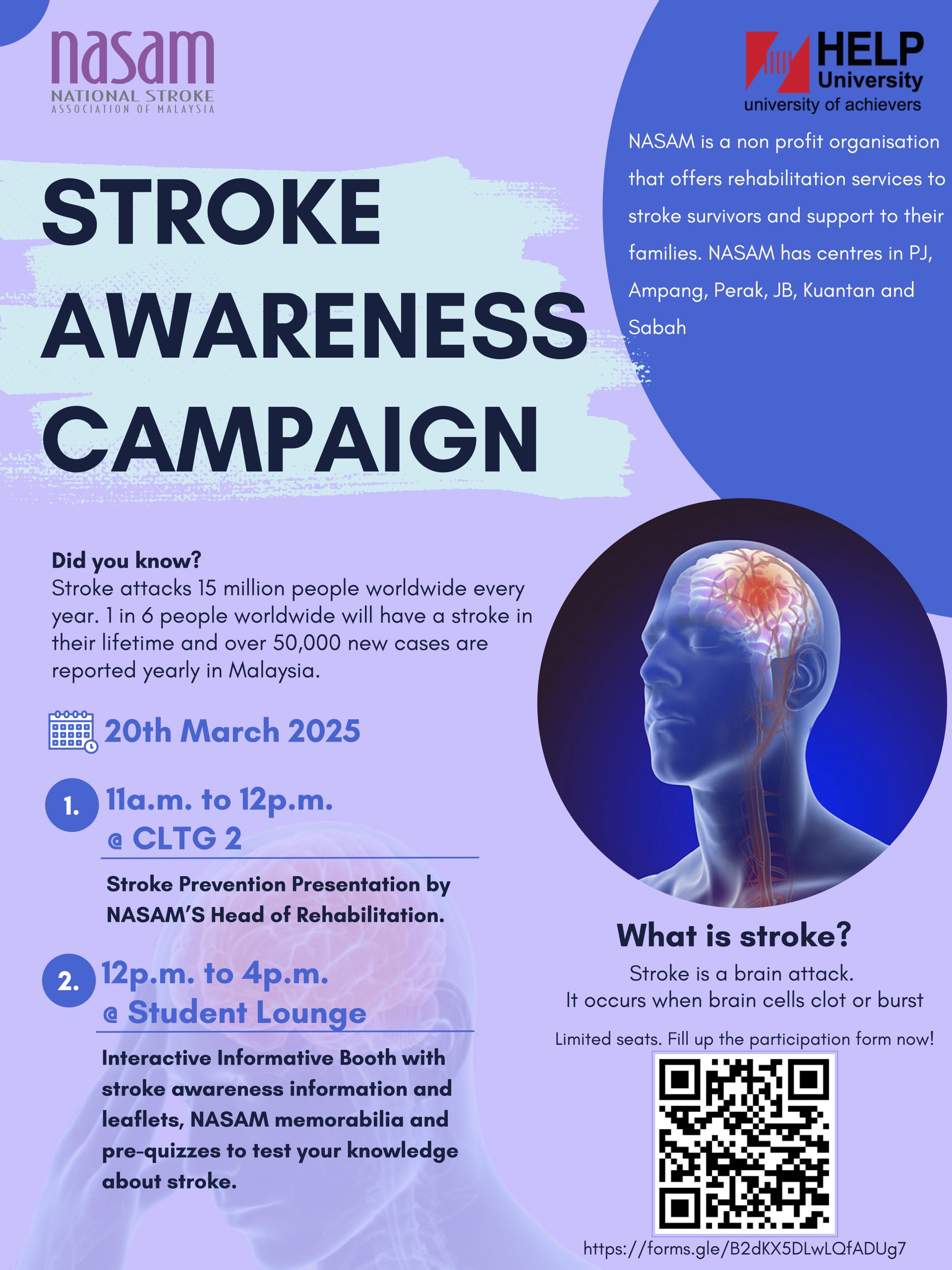 (FORM) HELP Uni @ Stroke Awareness Talk (20 March)